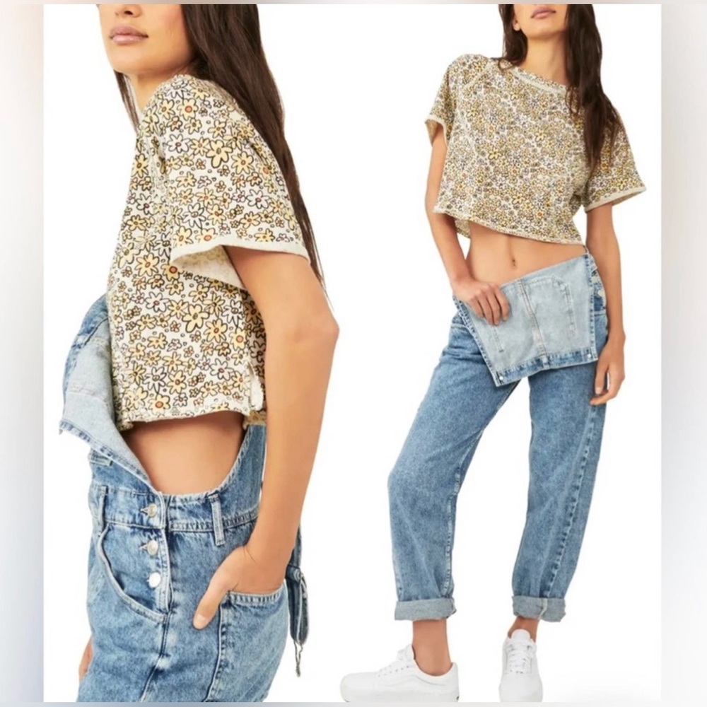 🌼Free People 🌼Sammie Stripe Cotton Crop Raglan Tee ☮️ BNWT ☮️
